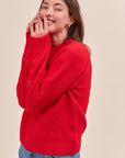 Red Christina Floral Knit Sweater