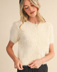 Cream Lila Mohair Knit Cardigan
