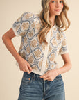 Ivory Blue Floral Mari Cardigan