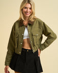 Olive Crop Canvas Jacket