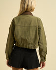 Olive Crop Canvas Jacket