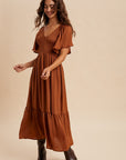 Sepia Satin Emilia Dress
