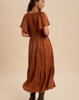 Sepia Satin Emilia Dress