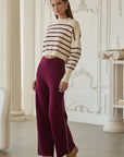 Ivory & Burgundy Bono Long Sleeve