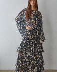Navy Multi Aether Bloom Maxi Skirt