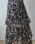 Navy Multi Aether Bloom Maxi Skirt
