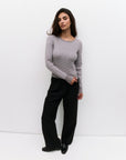 Heather Grey & Ivory Evie Sweater Top