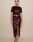 Burgundy Sequin Perrie Top