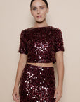 Burgundy Sequin Perrie Top