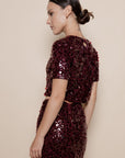 Burgundy Sequin Perrie Top