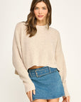 Beige Melange Ribbed Sweater