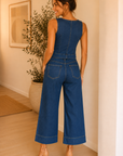 Cornflower Blue Denver Pintuck Crop