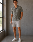 Gull Grey Linen Texture Aim Short 8"