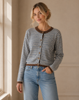 Dusty Blue Ezra Stripe Knit Cardigan