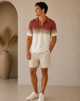 Withered Rose & Oatmeal Greyson Sweater Polo Shirt