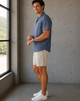 Khaki Linen Texture Aim Short 8"