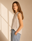 Ivory Blue Floral Elowyn Top