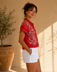 Poppy Flowers Blouse With Embroidery