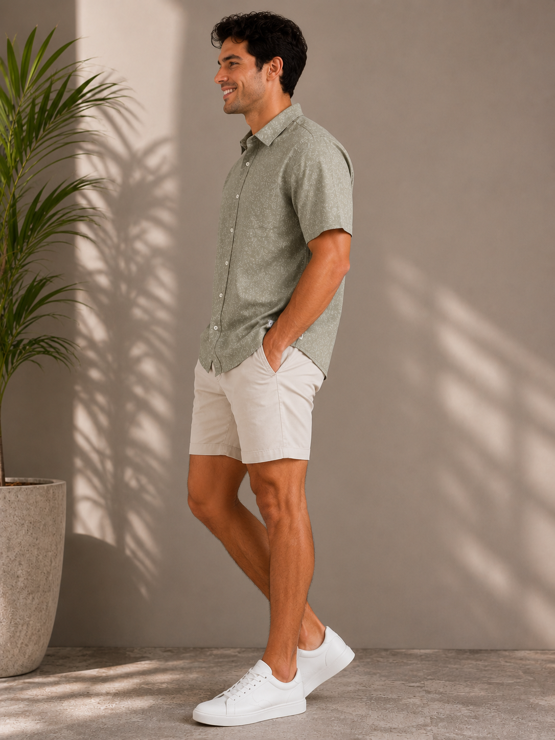 Pastel Green Eden Short Sleeve Shirt - SMK-8285