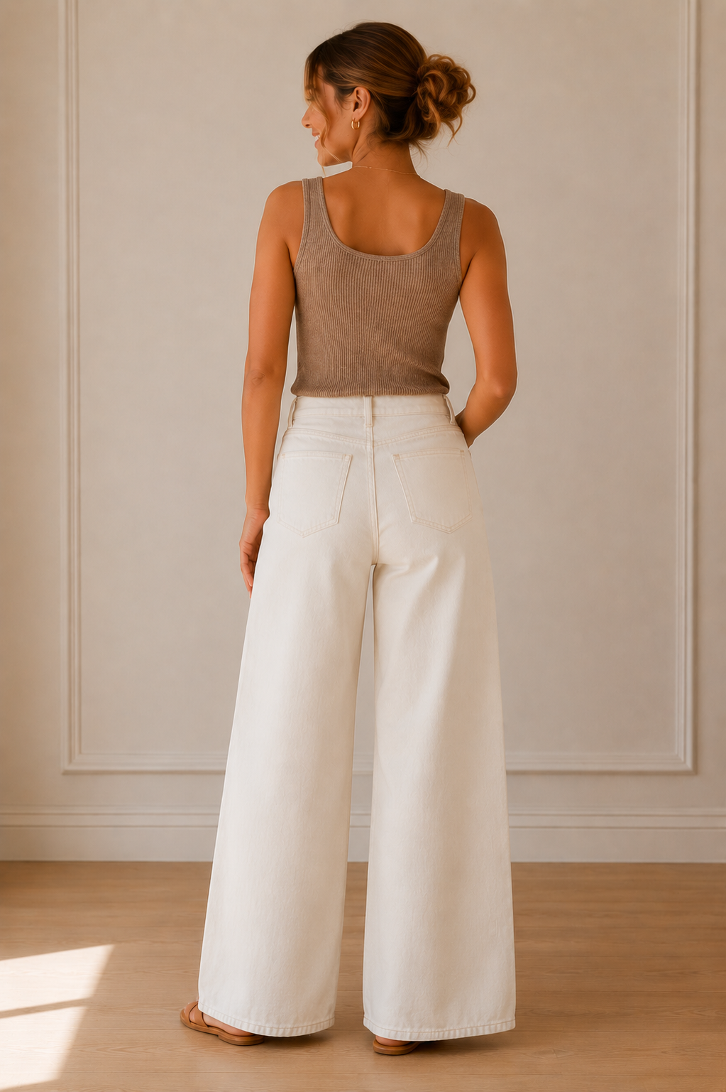 Natural White Paola Wide Leg Denim