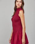 Burgundy Bubble Skirt Sweater Dress