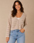 Ecru Aven Crochet Cardigan