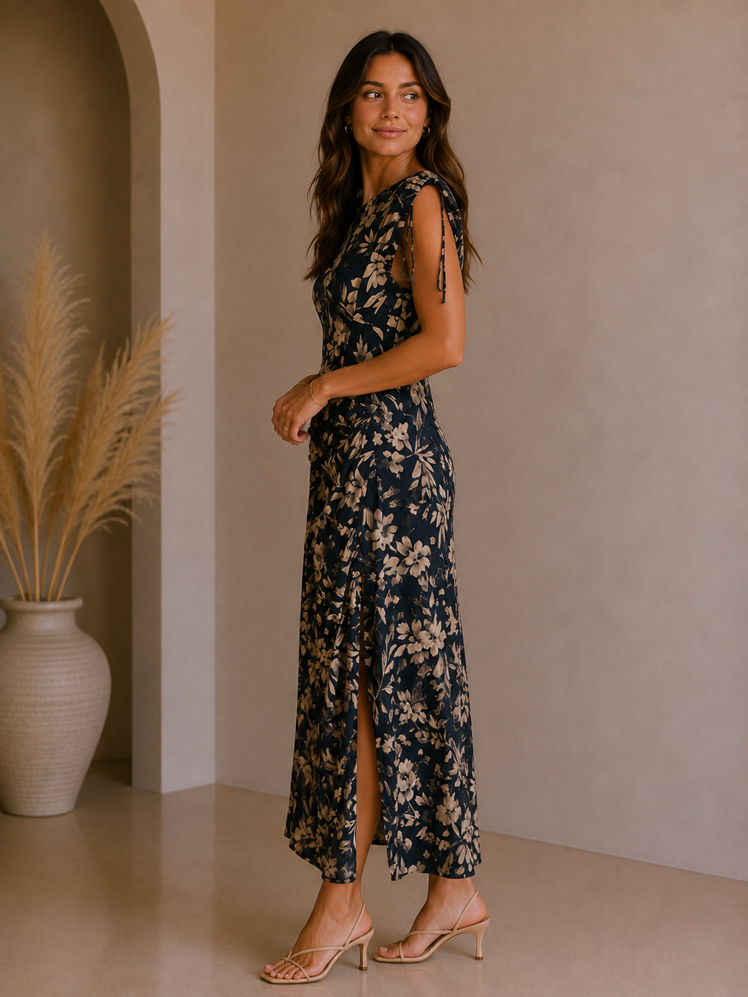 Green Floral Lisbeth Midi Dress