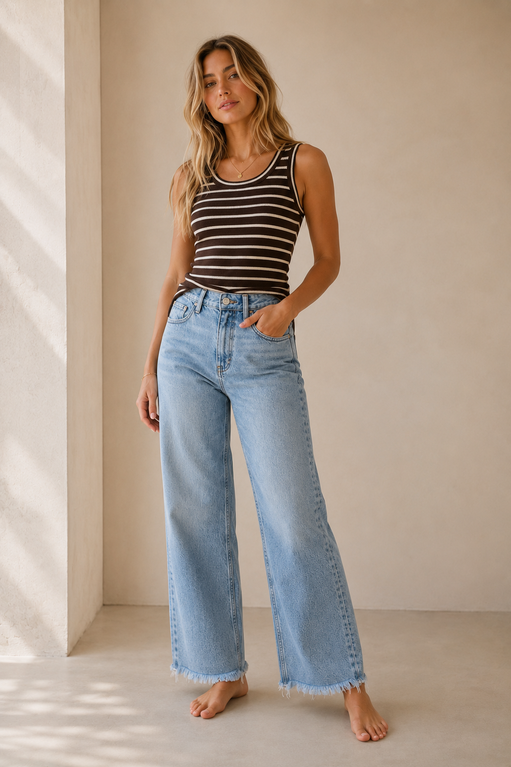 Comet High Rise Distressed Hem Wide With Crease