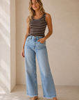 Comet High Rise Distressed Hem Wide With Crease