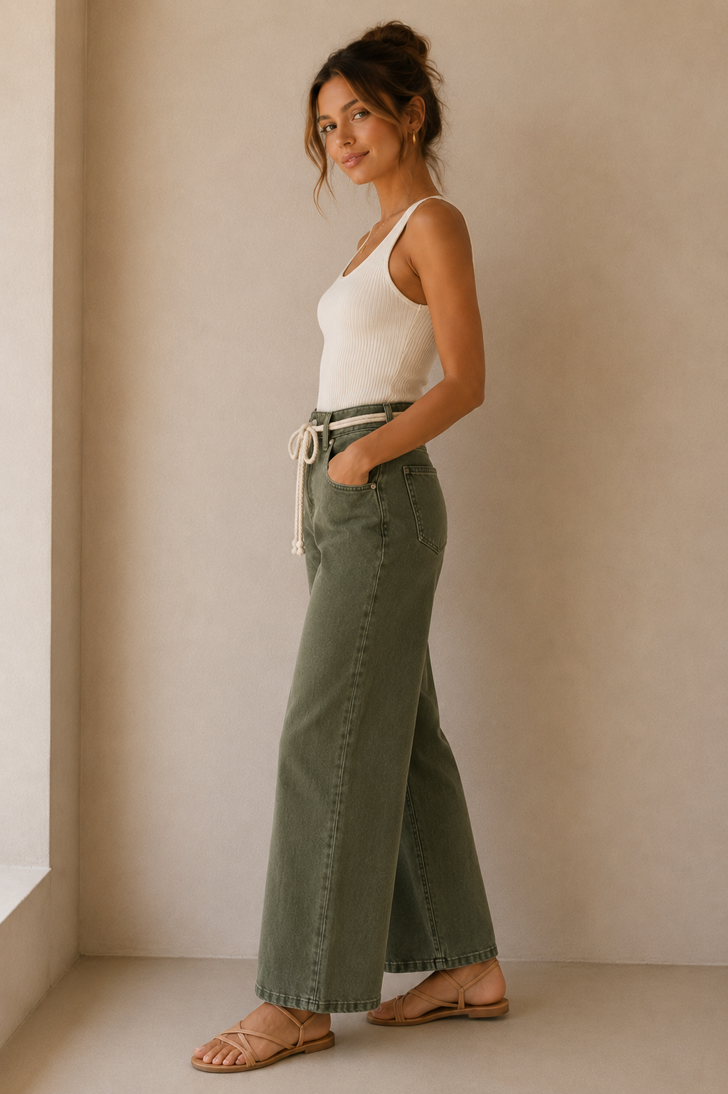 Sea Spray High Rise Crop Wide Leg Pants