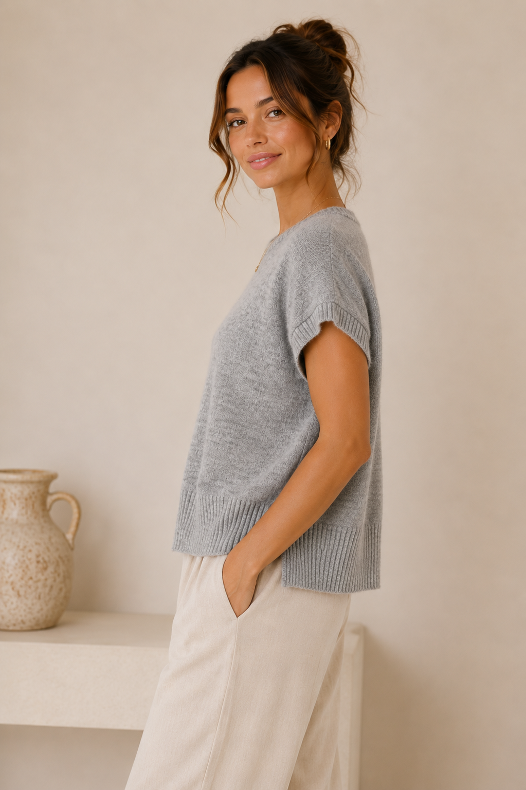 Light Heather Grey Sabrin Sweater Top