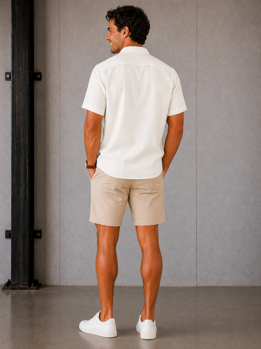 White Oasis Linen Short Sleeve Shirt