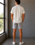 Gull Grey Linen Texture Aim Short 8"