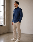 Midnight Navy Crest Dot Leeward LS Dress Shirt