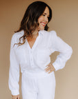 White Campo Button Up Gauze Top