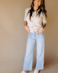 Beige Melange Loose Button Up Cardigan
