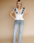Off White Embroidered Lauren Top