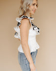 Off White Embroidered Lauren Top