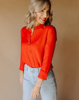 Red Darlene Button Down Shirt