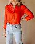 Red Darlene Button Down Shirt