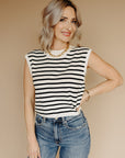 Ivory Black  Rhys Striped Crop Top