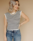 Ivory Black  Rhys Striped Crop Top