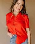 Red Dalia Button Up