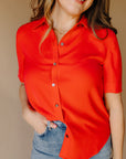 Red Dalia Button Up