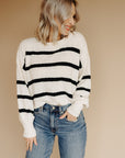 Natural Black  Rowan Striped Sweater Top