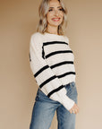 Natural Black  Rowan Striped Sweater Top