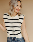 Cream & Black Stripe Haylee Top