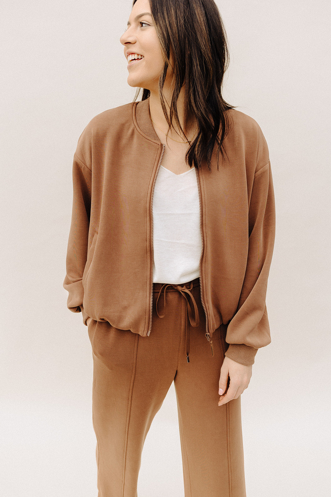 Brown Soft Laya Bomber Jacket