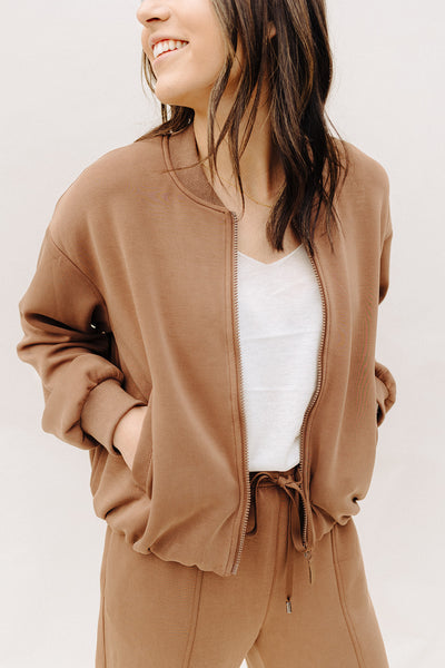 Brown Soft Laya Bomber Jacket