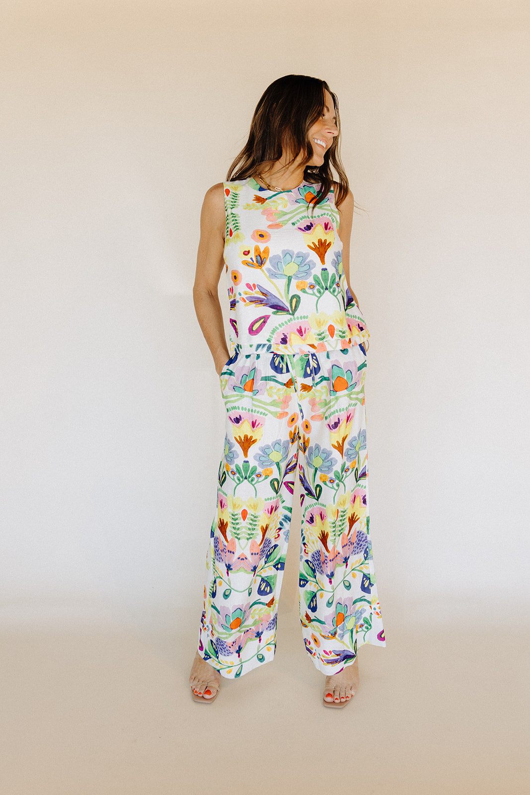 Ivory Floral Veronica Pants